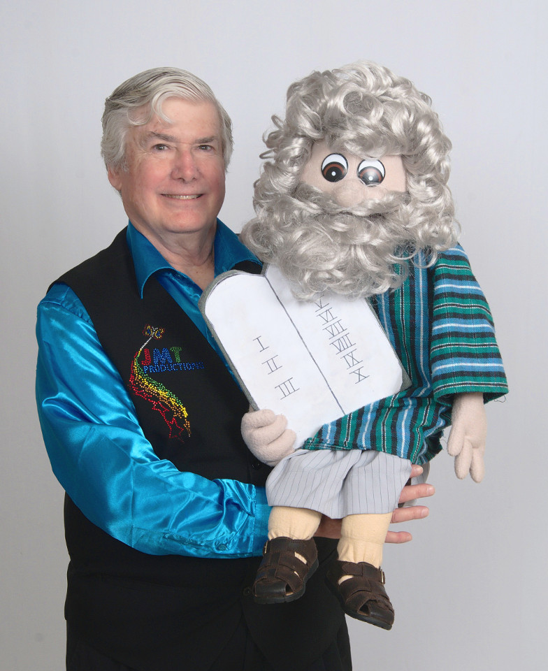 Mr. T and the Moses puppet carrying 10 Commandments