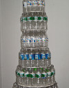 A pyramid made of 167 plastic water bottles